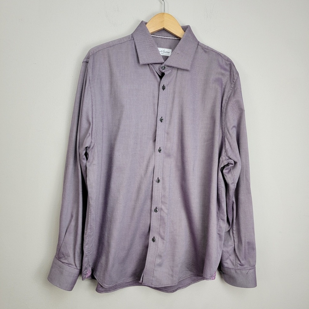 Robert Graham Shirt Mens Size 46‎ /18 Purple Long Sleeve Button Up. READ
